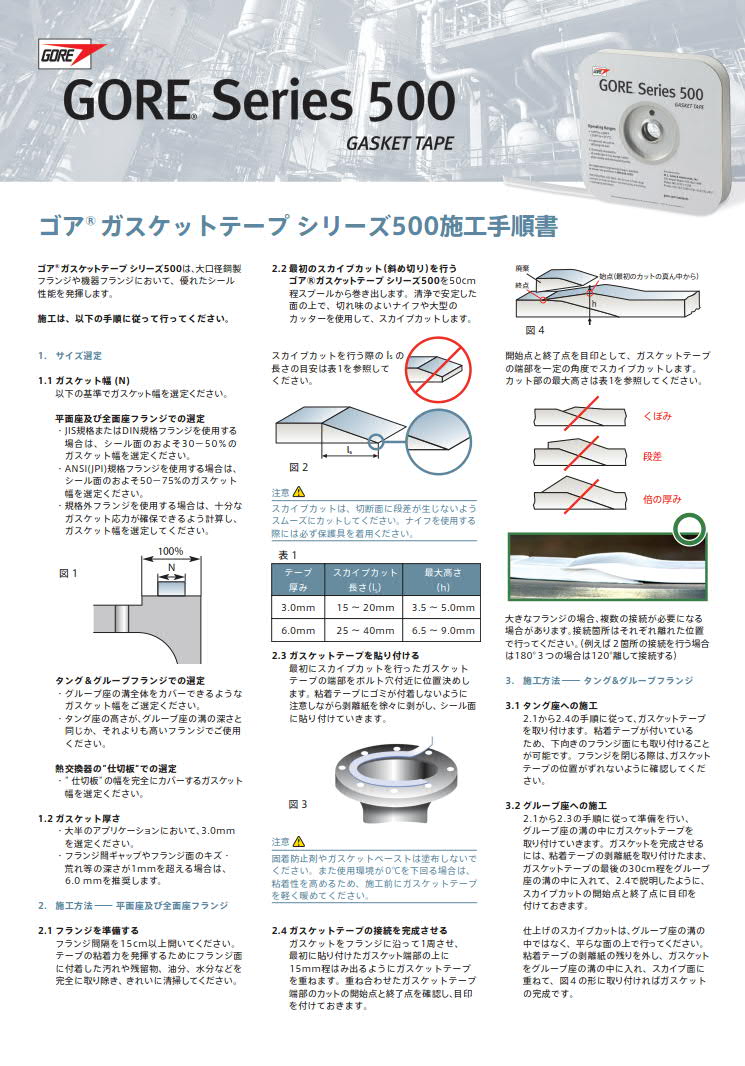 取付手順書：ゴア® ガスケットテープ シリーズ 500