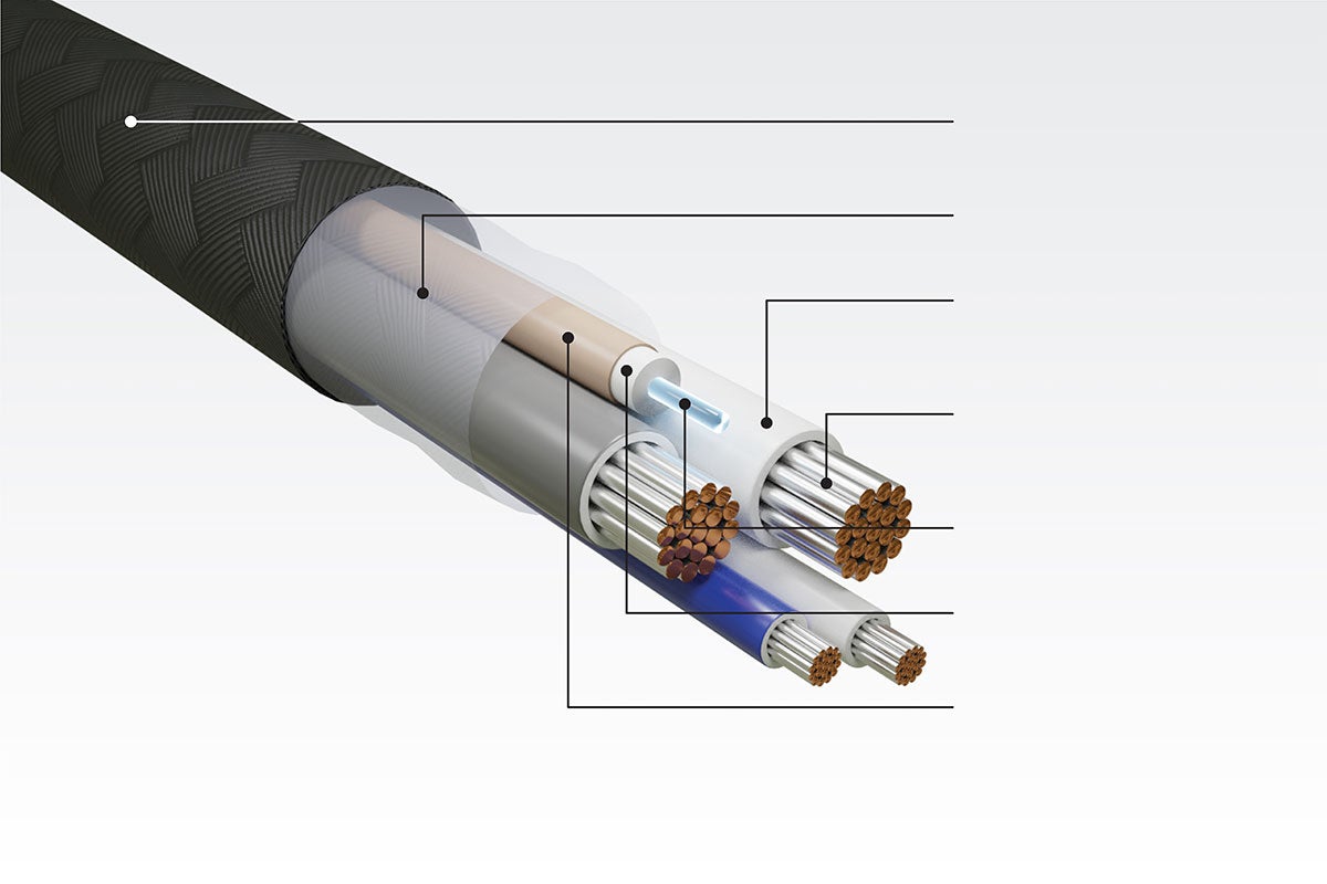 High-strength, lightweight construction of Gore’s tethered drone cables.