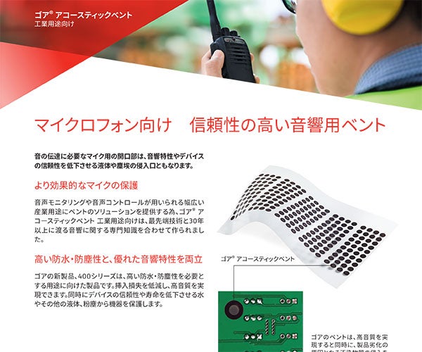 ゴア®アコーステイックベント工業用途向けマイク