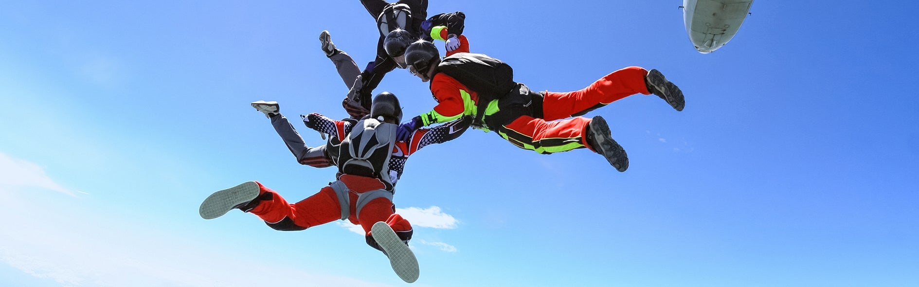 Image of skydivers having a thrilling experience.