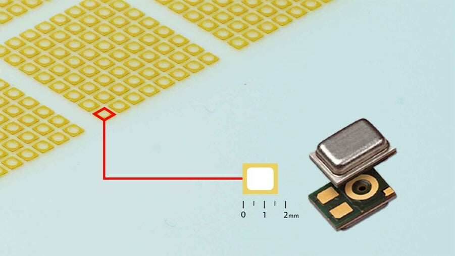 mems protective vents style 300 graphic with size comparison to chip