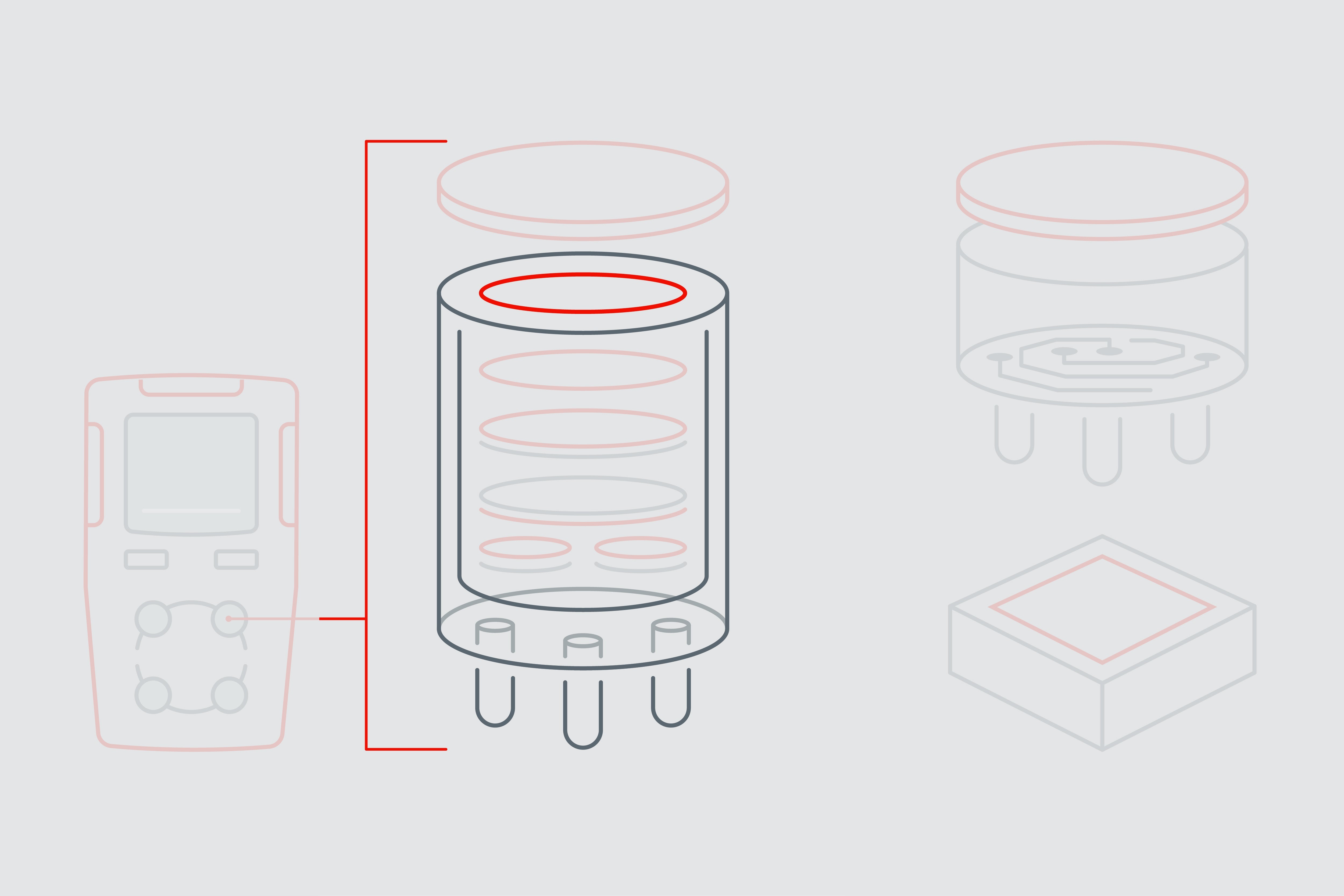 Infographic highlights the membrane responsible for diffusion control in an EC gas sensor.