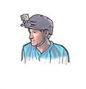 ヘルメットに取り付けられたアクションカメラのイラスト