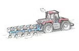 プラウを牽引するトラクターのイラスト
