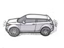 ヘッドライトとテールライトが点灯した車のイラスト