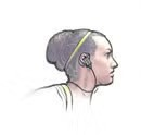 Bluetoothヘッドフォンを装着した女性のイラスト
