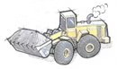 バケットを備えた大型建設車両のイラスト