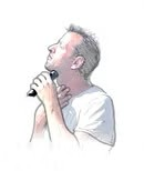 電動シェーバーを使用する男性のイラスト