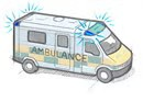 ライトを点滅させる救急車のイラスト
