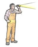 懐中電灯を持つ男性のイラスト
