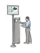 パーキングメーターで料金を支払う男性のイラスト