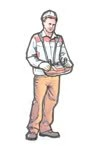 重機を遠隔操作する男性のイラスト