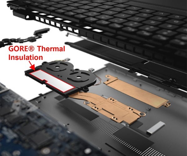 Dell社のノートパソコンに組み込まれたゴア® サーマルインシュレーションの画像
