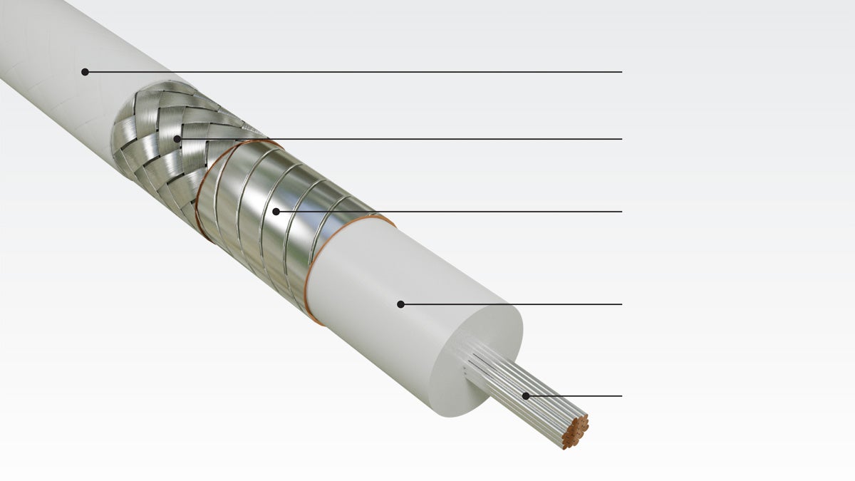 Small, lightweight construction of Gore’s 75-ohm coaxial part numbers CXN3671 & CXN3684)