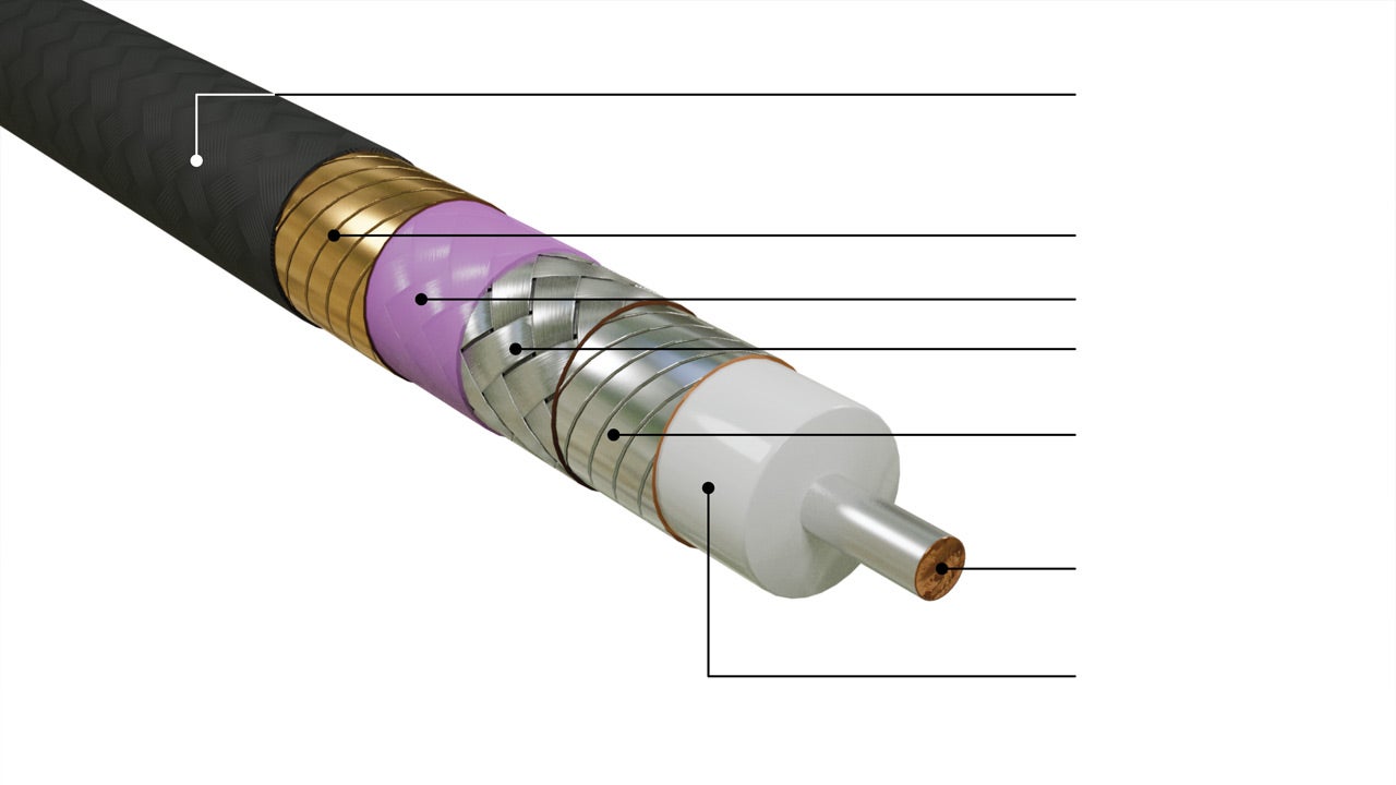 Cross-section of GORE® Microwave/RF Assemblies, Vapor-Sealed with lines indicating info for hotspot.