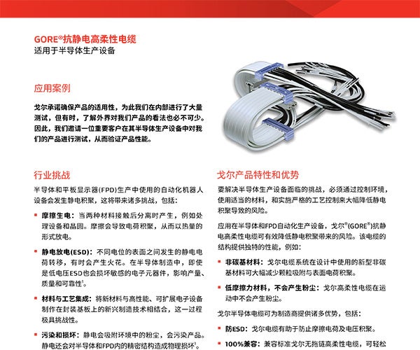 GORE®抗静电电缆在半导体生产设备中的卓越表现