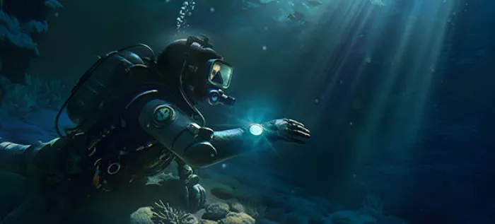 a diving person wearing a 10ATM smartwatch
