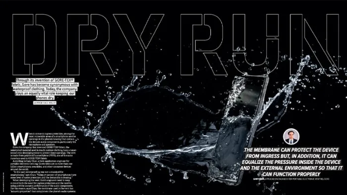 水しぶきのイメージ画像（テキスト: Dry Run）