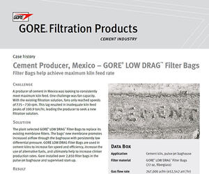Case Study: Cement Producer, Mexico - GORE® LOW DRAG™ Filter Bags help achieve maximum kiln feed rate